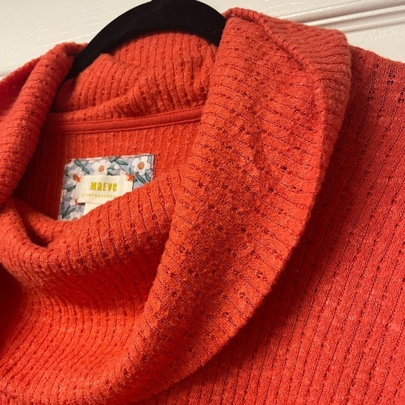 NWOT Maeve Anthropologie Addie Ruffled Hacci Pullover Top Sweater Sz M Orange - Picture 4 of 8